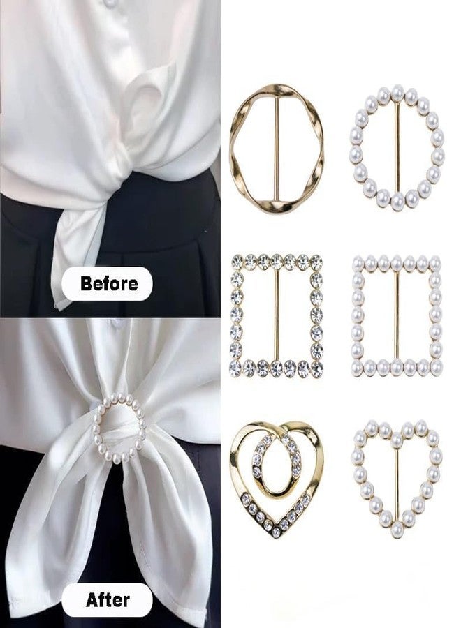 Naturahand 6PCS Scarf and Sweater Ring Clip T-shirt Tie Clips Silk Scarf Ring for Women Clothing Shirt Waist Cincher Clips Metal Round Circle Clip Belt Buckle - Image 4